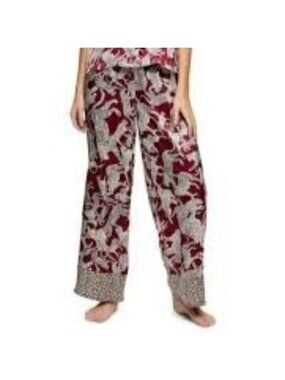 Topshop Leopard Print Wine Pants With Contrast Hem Detail